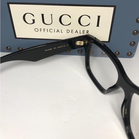 New Authentic GUCCI GG1428O 001 square Gucci optical comes shiny black frame. - Picture 12 of 12